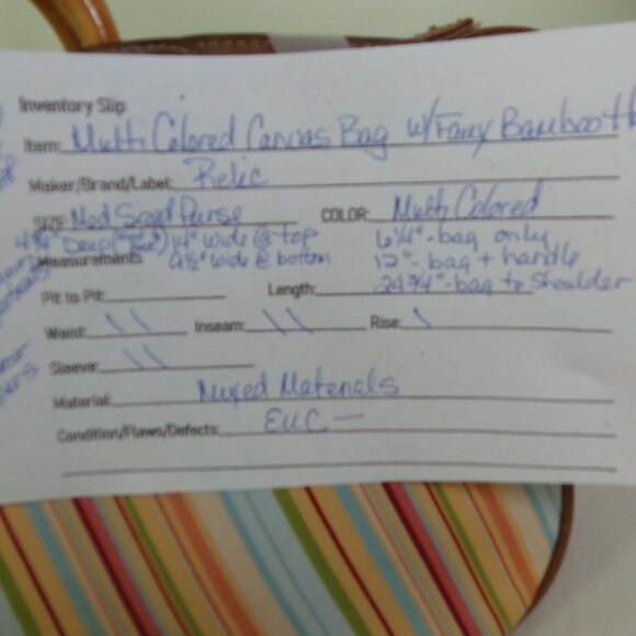 Vintage Relic Canvas Faux Bamboo Handles Haute Hippie BoHo Chic Retro Mod GoGo - Picture 2 of 11